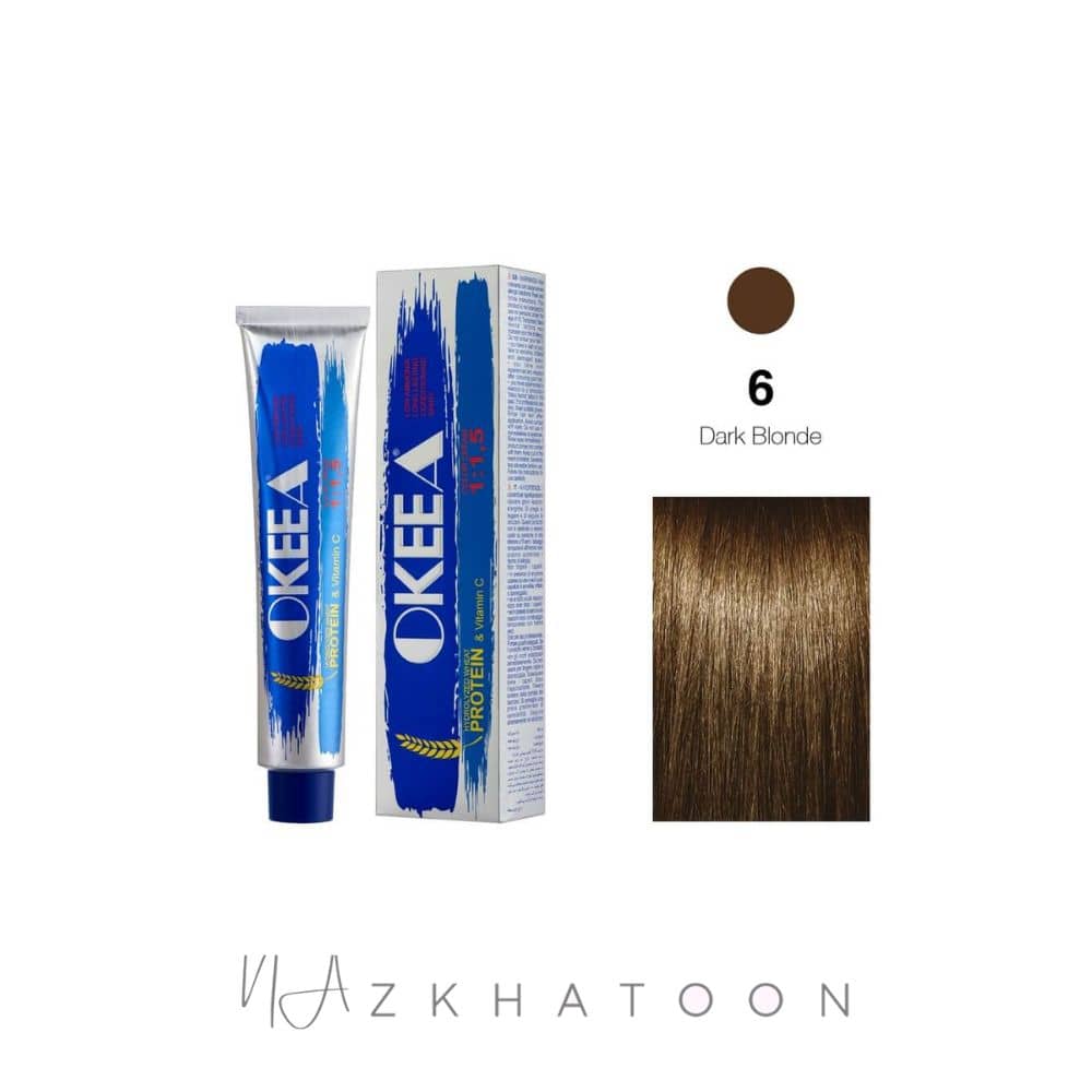 رنگ مو 100میل اکیا OKEEA سری NATURAL شماره 6 بلوند تیره طبیعی
