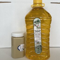 روغن ارده کنجد 4لیتری مبارک همراه با ارده 700گرمی هدیه