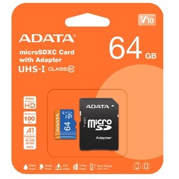 رم میکرو 64 گیگ ای دیتا ADATA Premier V10 U1 A1 100MBs   باخشاب