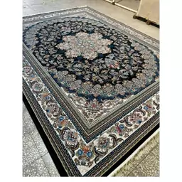 فرش ماشینی کاشان500شانه طرح 700شانه ورژن طرح میخک سرمه ای12متری(باارسال رایگان)