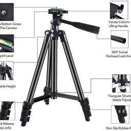 سه پایه گوشی و دوربین مدل tripod 380A ارتفاع پایه 175سانتی متر