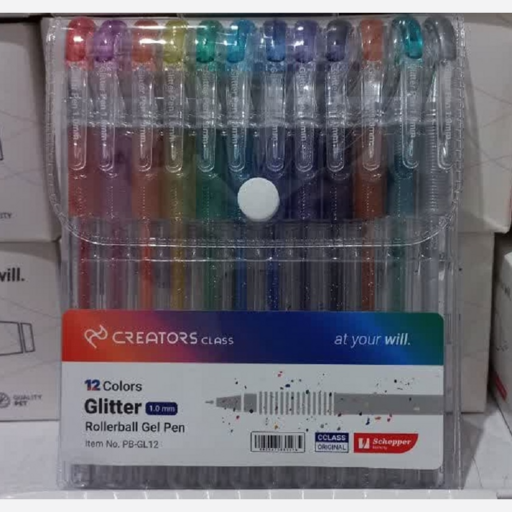 روان نویس ژل پن گلیتر کیف 12رنگ PB-GL12-Glitter کریتورز کلاس