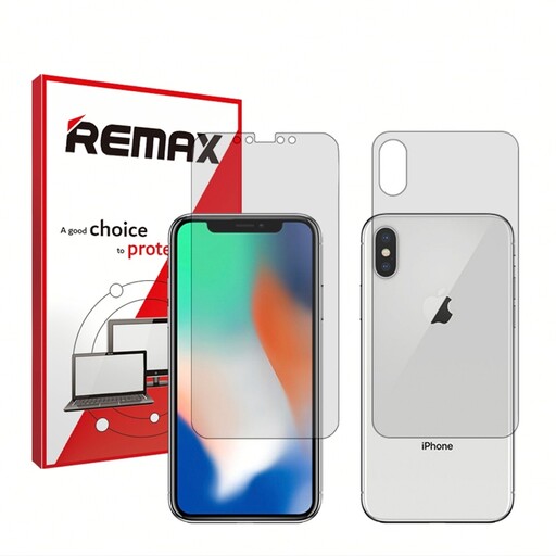 گلس پشت و رو گوشی اپل iPhone X هیدروژلی شفاف برند ریمکس  