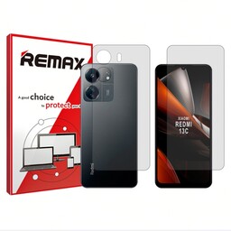 گلس پشت و رو گوشی شیائومی Redmi 13C هیدروژلی شفاف برند ریمکس  