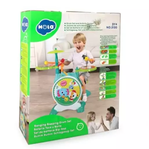 اسباب بازی جاز و درام بزرگ موزیکال هولی تویز مدل 3130 Hola Toys Dimple Electric Big Toy Drum Set for Kids