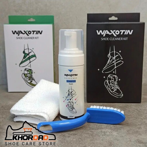 اسپری تمیز کننده ، براق کننده و نرم کننده واکسوتین waxotin مناسب همه مدل کفش و داشبورد خودرو همراه با اسفنج