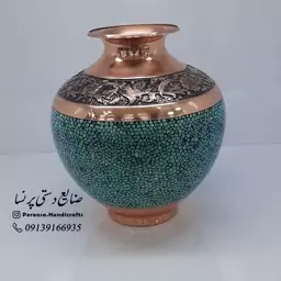 گلدان بلونی فیروزه کوبی و قلم زنی برند پرنسا ارسال رایگان