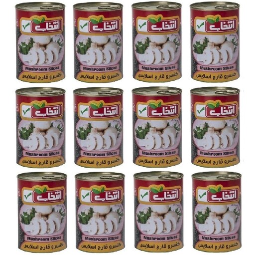 کنسرو قارچ اسلایس انتخاب - 420 گرم بسته 12 عددی