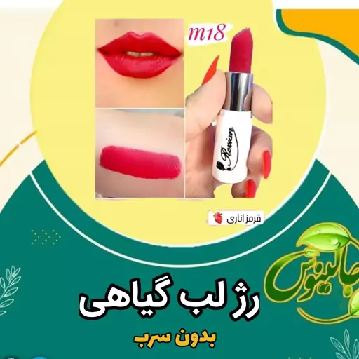 رژ لب گیاهی بدون سرب کدm18 انتی باکتریال طبیعی 