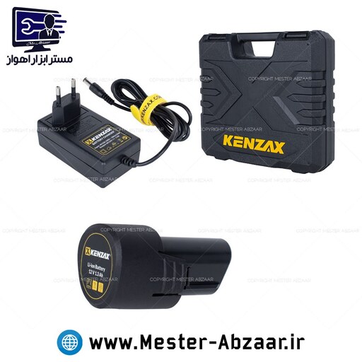 دریل پیچ گوشتی شارژی 12 ولت 20 نیوتون کنزاکس با گارانتی یک سال با کیف تک باتری مدل KENZAX 8000