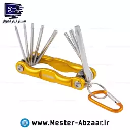 ست 8 پارچه آلن چاقویی ستاره ای کنزاکس گیره دار تاشو مدل KENZAX KTK-108