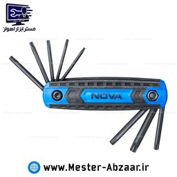 ست 8 عددی آلن چاقویی ستاره ای نوا مشکی تاشو مدل NOVA 1160 نووا