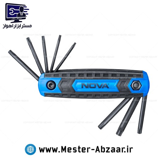 ست 8 عددی آلن چاقویی ستاره ای نوا مشکی تاشو مدل NOVA 1160 نووا