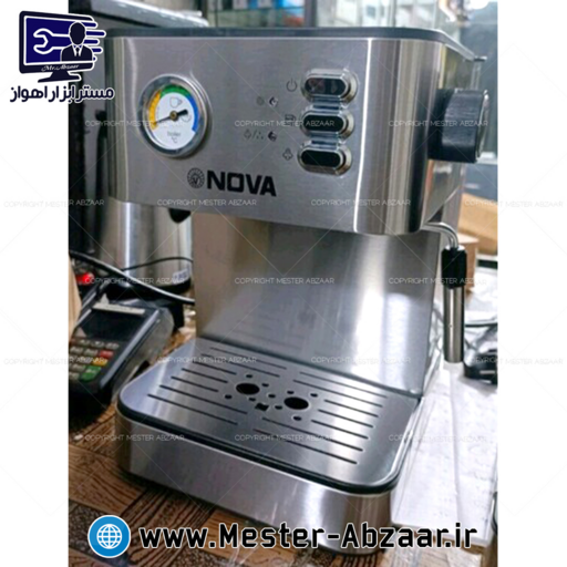 اسپرسو و قهوه ساز 1500 وات بدنه استیل نوا اصلی پمپ 25 بار اسپرسوساز نووا مدل NOVA NCM-187