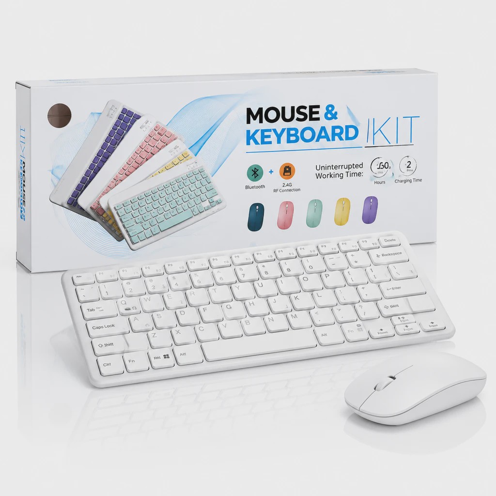 ست ماوس و کیبورد بی سیم بلوتوثی چندکاره (Multi-Device Bluetooth Kit) با نور پس زمینه RGBجدید