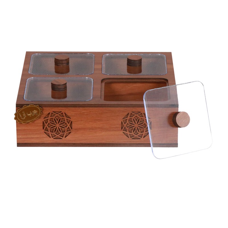 جعبه پذیرایی چوب آرا طرح 4 خانه ای مدل y550