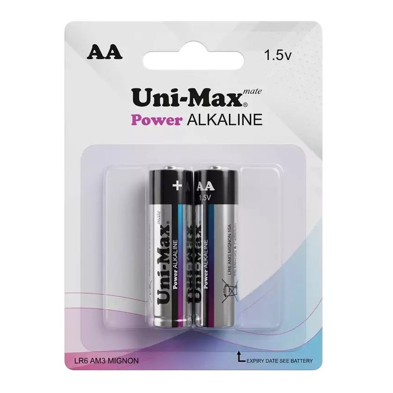 باتری قلمی یونی مکس مدل POWER ALKALINE بسته 2 عددی