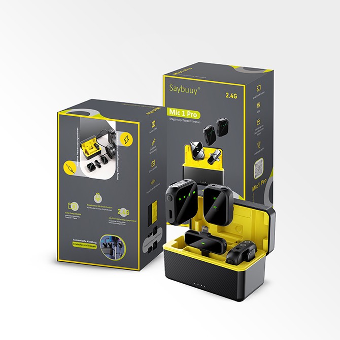 ست میکروفن بی سیم سی بای مدل Mic1 Pro با درگاه اتصال Type-C، لایتنینگ و جک 3.5 میلی متری
