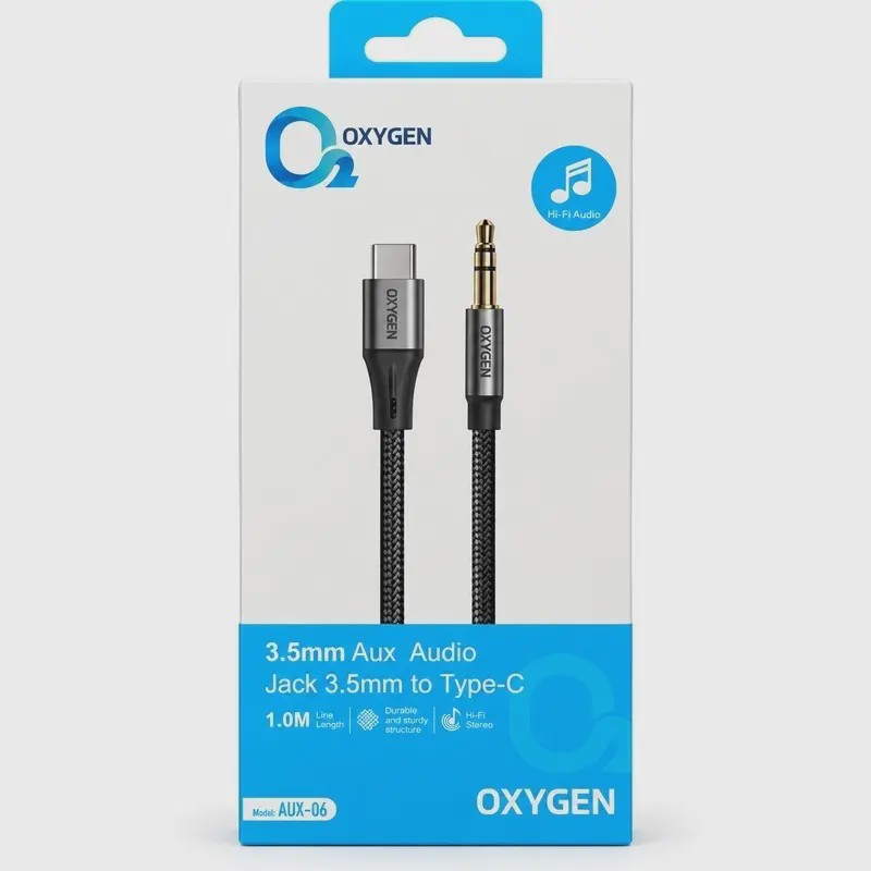 کابل تبدیل Type-C به AUX اکسیژن AUX-06 طول 1 متر کد Z251-140988