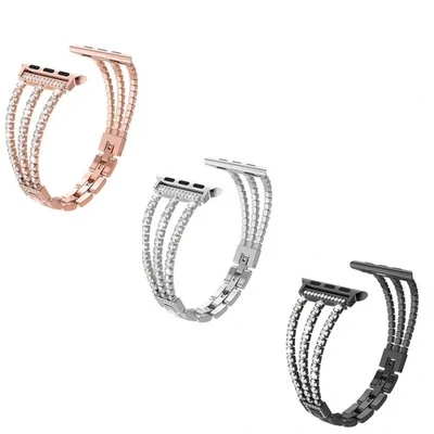 بند استیل نگین دار اپل واچ سری 10 سایز 42 میلی متر مدل 3Line Diamond چهار رنگ جذاب