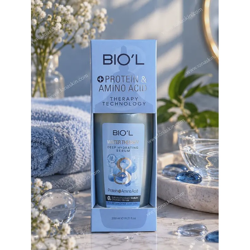 سرم مو بیول مدل Water Therapy با خاصیت نرم کنندگی سریع مناسب مو خشک حجم 200 میلی لیتر Biol Blue Hair Serum Softener A...