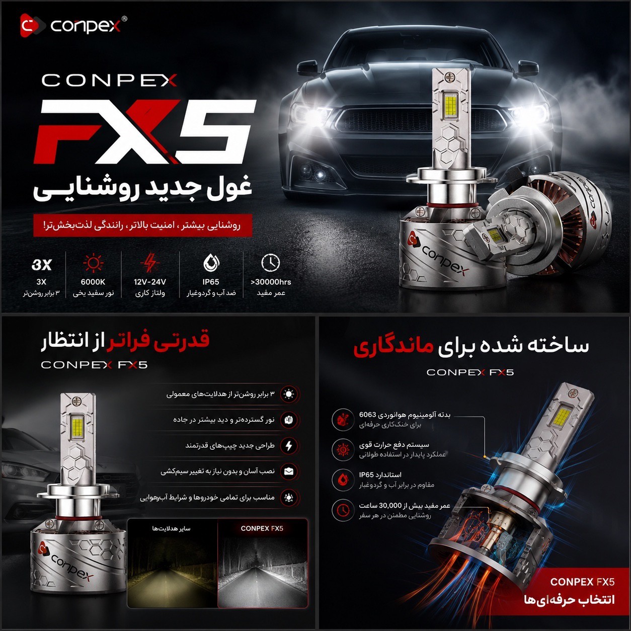 هدلایت CONPEX FX5 H1 با توان 400 وات با گارانتیجدید