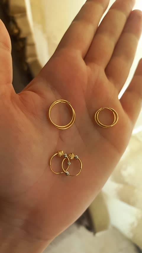 گوشواره حلقه ای طلا با گوی تراش640سوتی البرنادو