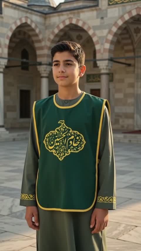 کاور خادمی سبز نوجوان طرح خادم الحسین اندازه 45در60سانت پارچه کجراه کد 105004جدید