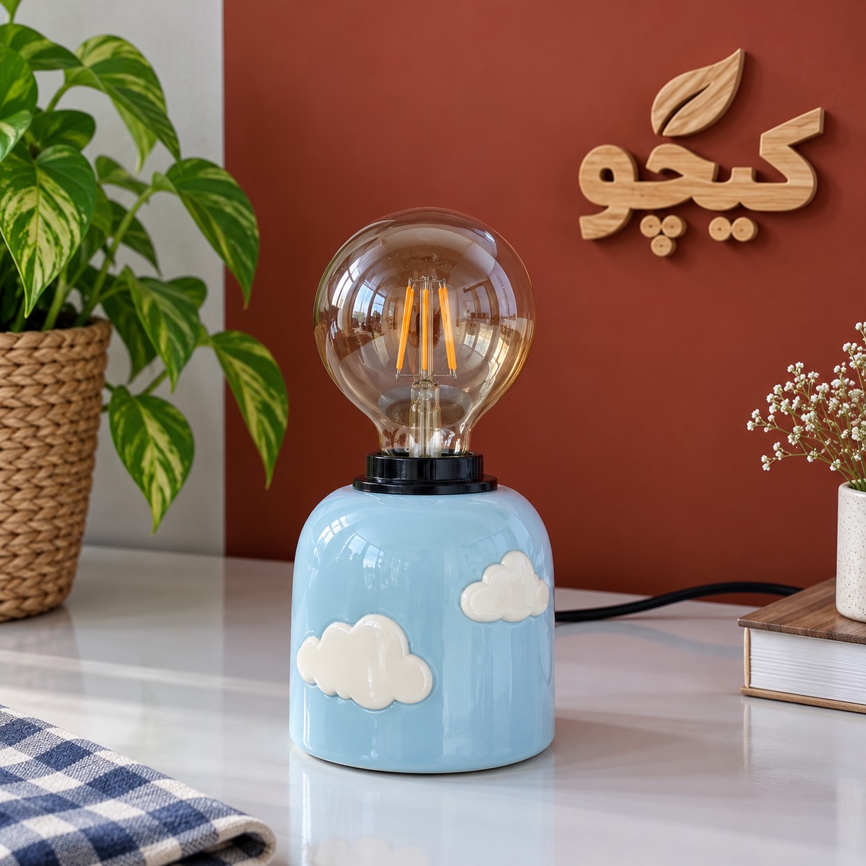 آباژور سرامیکی طرح ابر برجستهجدید