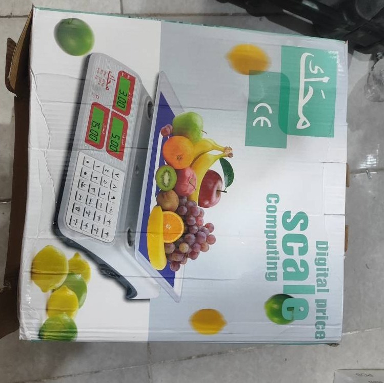 ترازوی فروشگاهی محک با ظرفیت 40 کیلوگرم، دقت 2 گرم، دارای نمایشگر LCD، با سینی لبهدار 35x25