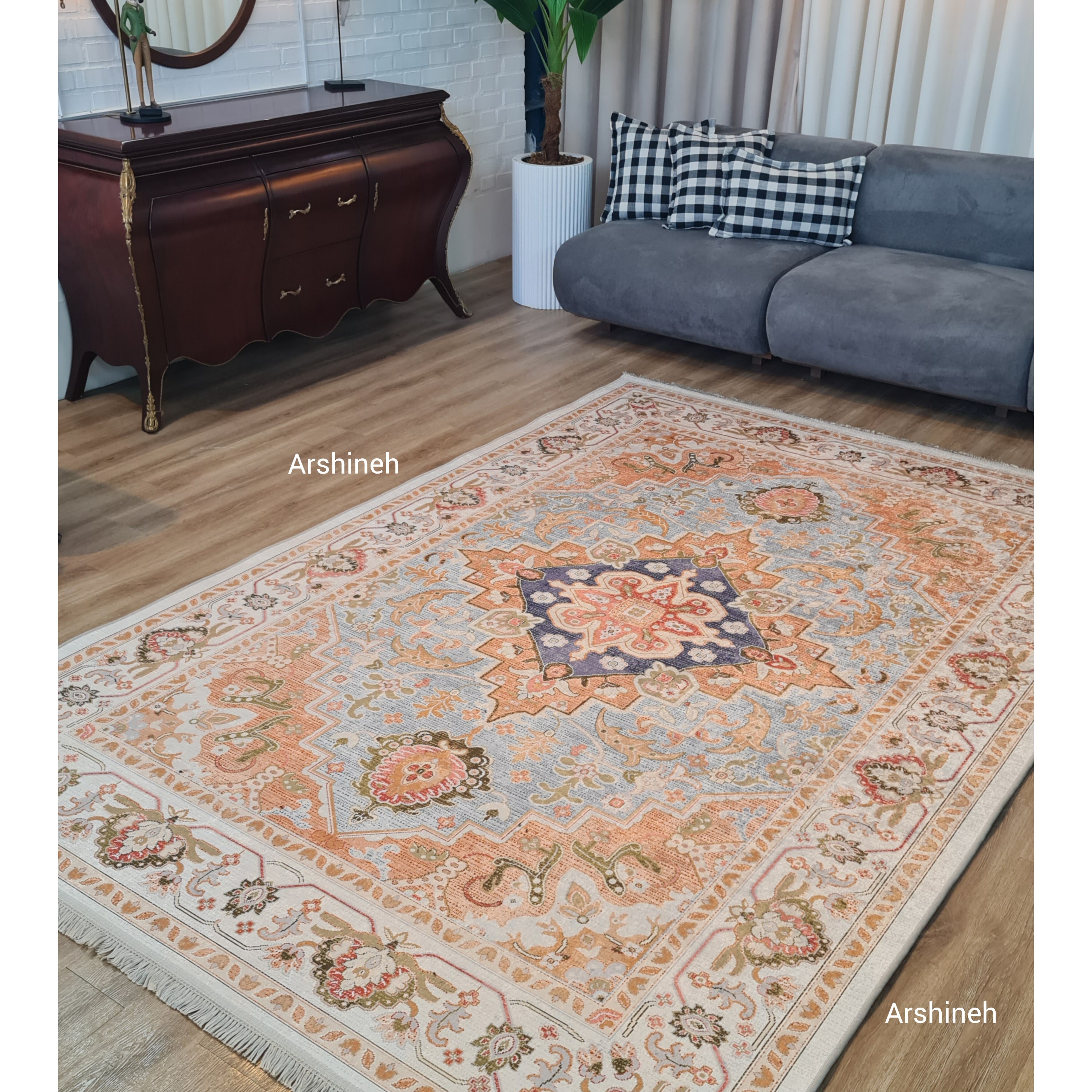 فرشینه مخمل طرح سنتی وینتیج پیکسلی U97جدید