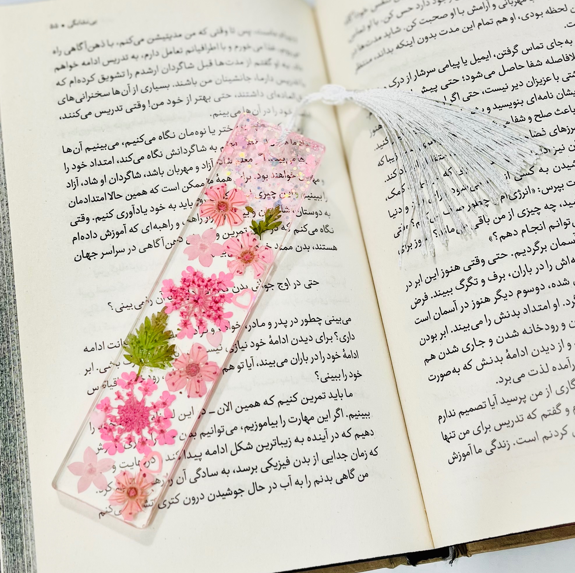 بوکمارک رزینی مدل گل خشک صورتیجدید