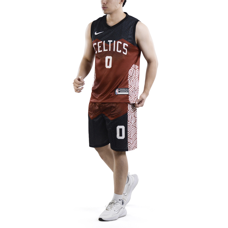 ست رکابی و شلوارک بسکتبالی سلتیکس مدل Nike-DRI FIT-5B089 آجری