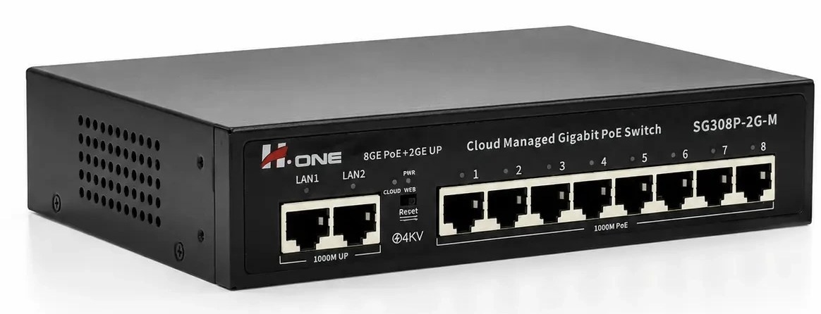 سوئیچ 8 پورت POE مدل SG308P-2G-M برند H.ONEجدید
