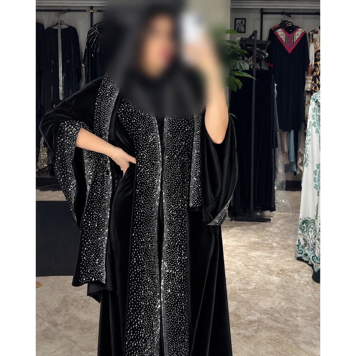 عبای نگینی مخمل 