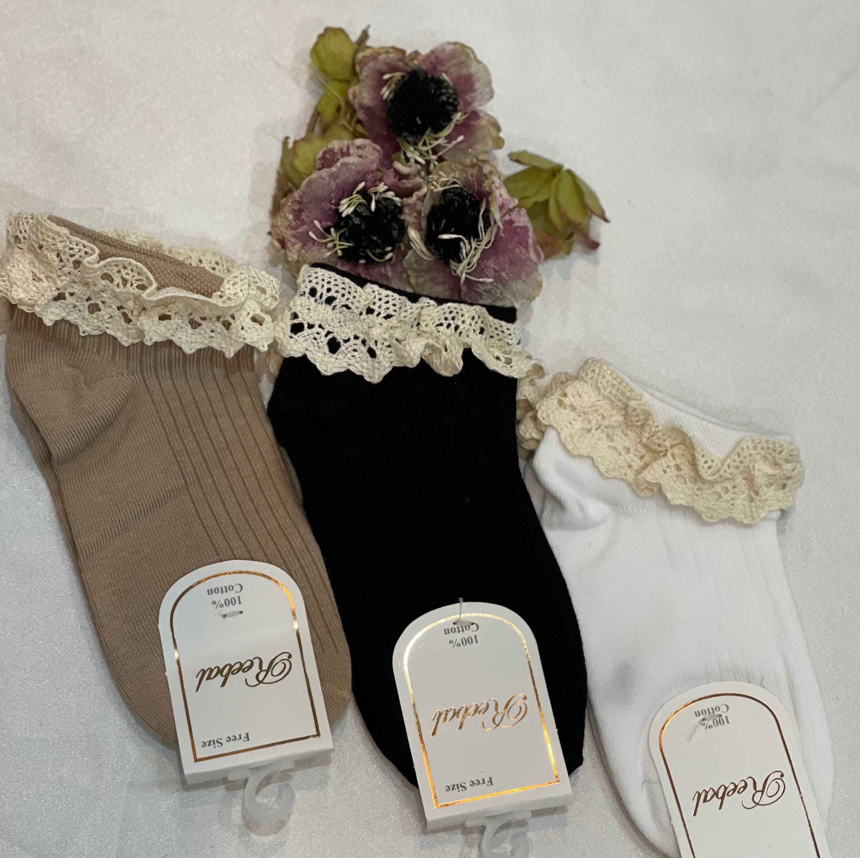 جوراب بچگانه دخترانه مچی لب گیپور نخ پنبه