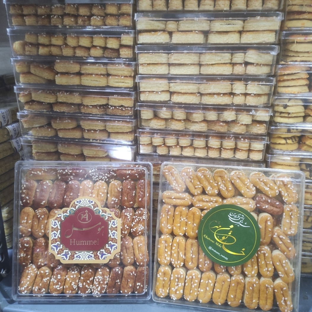 زبان ریز کنجدی، 380 گرم، ظرف کریستال