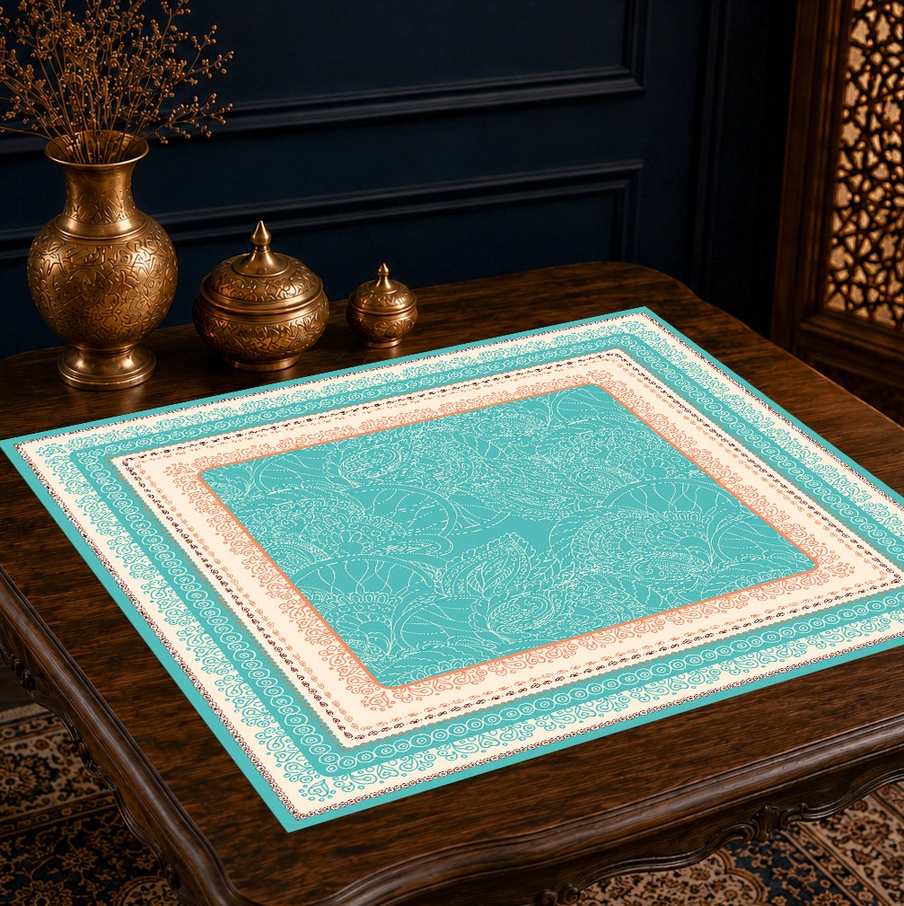 رومیزی مخمل لمینت دار ایران خاتون طرح سنتی کد89