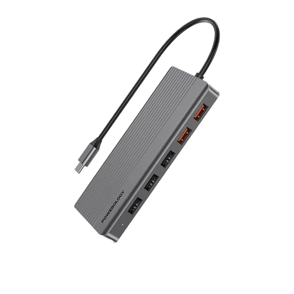 هاب 12 پورت POWEROLOGY مدل HDMI & DISPLAYPORT USB-C HUB ETHERNET