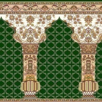سجاده فرش محرابی معماری با ستونهای تزئینی و نقوش هندسی کلاسیک
