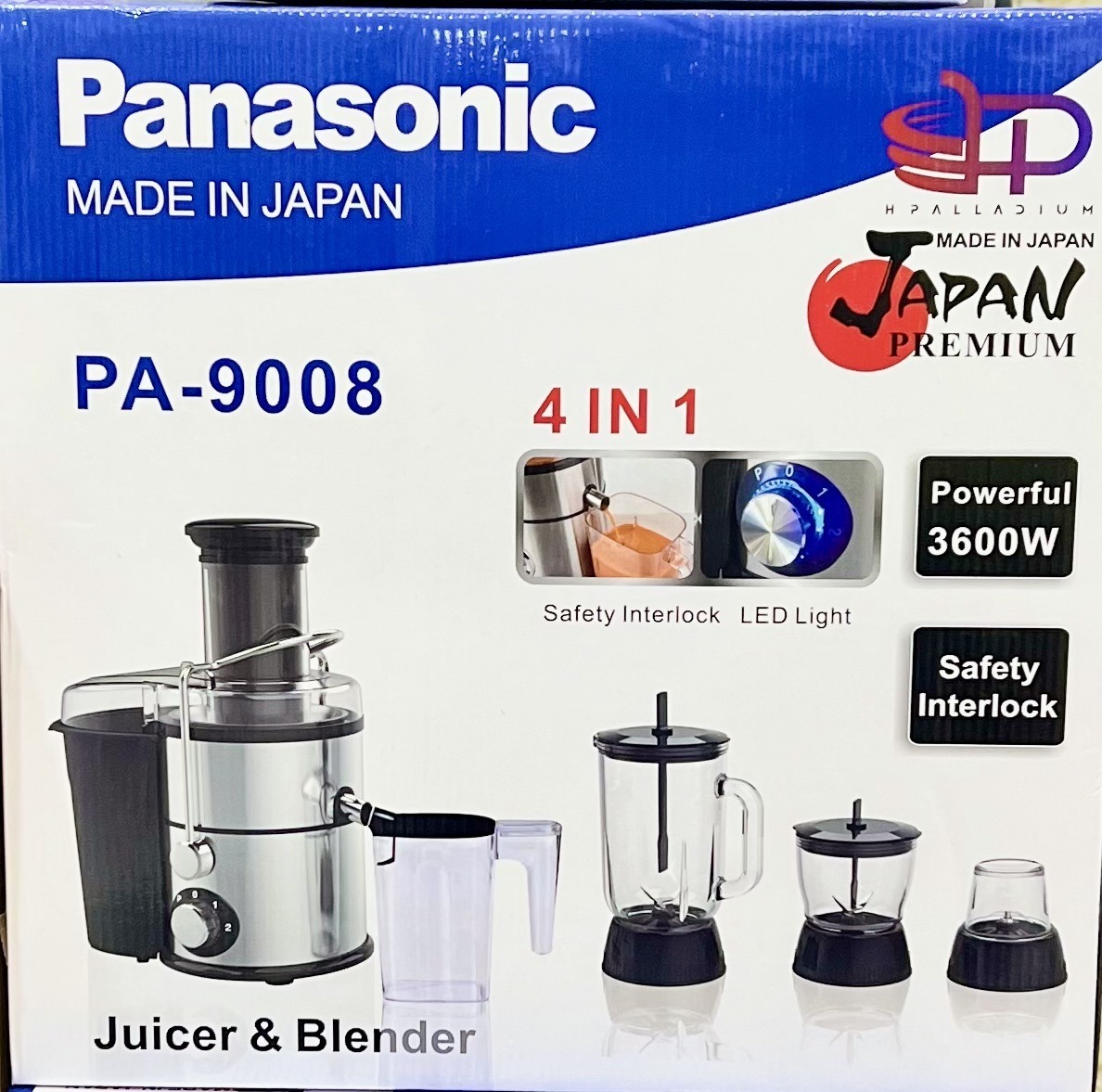 آبمیوه گیری 4 کاره پاناسونیک 3600وات مدل pa-9008 -قسطی+ارسال رایگان