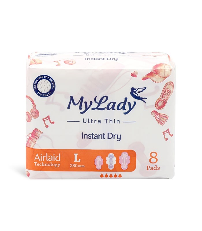 نوار بهداشتی بالدار بزرگ خیلی نازک Instant Dry مای لیدی 8 عددیجدید