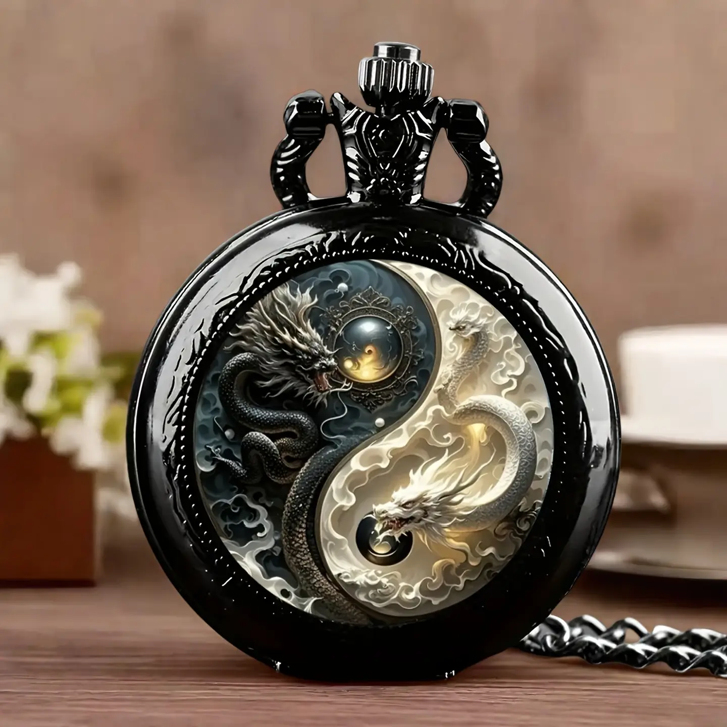 گردنبند ساعت جیبی برنزی طرح وینتیج (کوارتز) دو طرفه