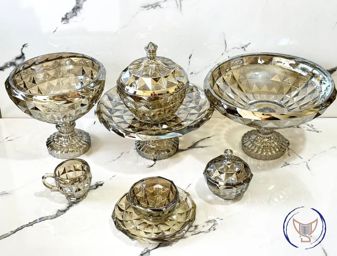 سرویس کریستال مدل آکوامارین شامپاینی (12 نفره)