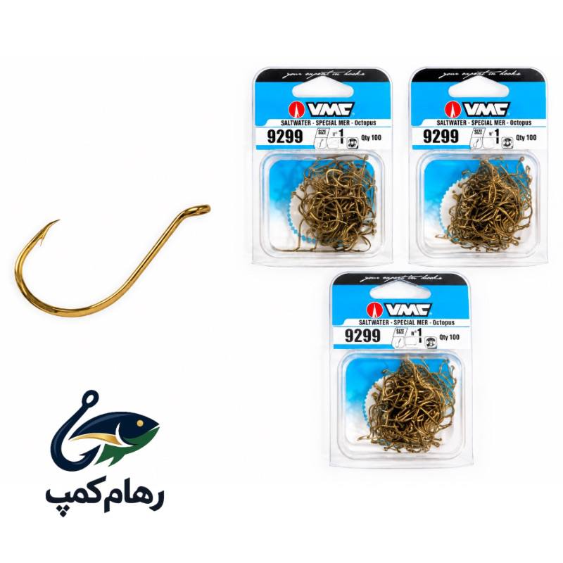 قلاب پایه کوتاه ماهیگیری طلایی vmc بسته یک عددی