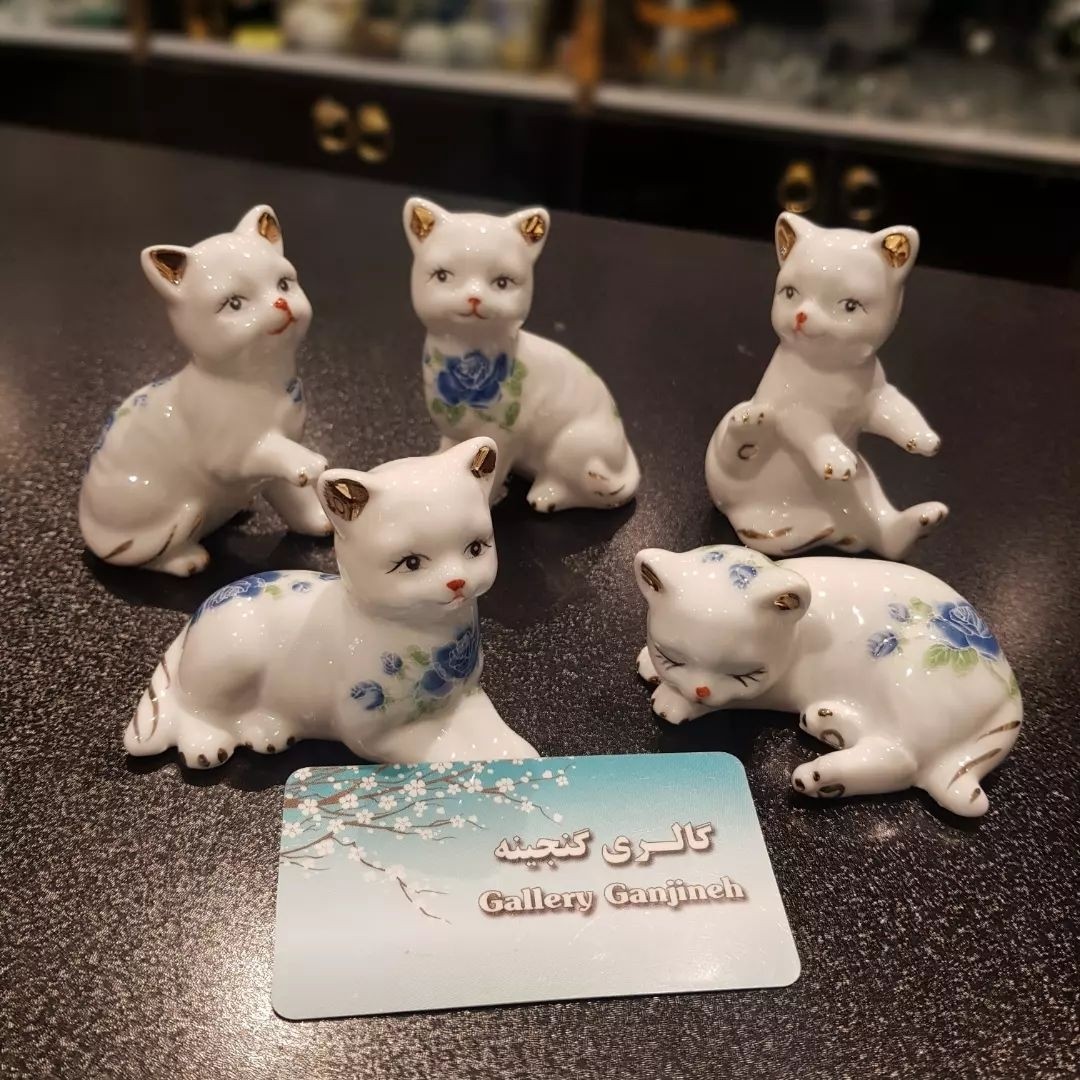 مجسمه گربه چینی کوچک 5 تایی