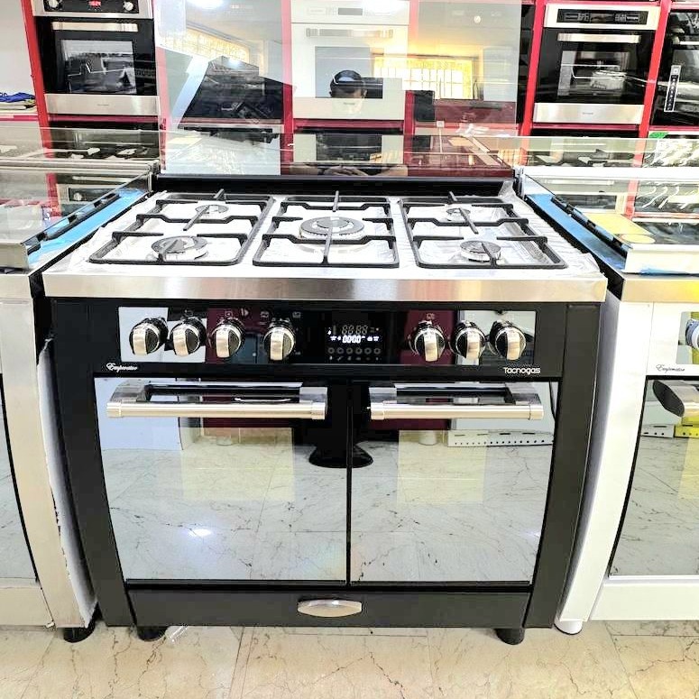 اجاق گاز فر دار برند تاکنو گاز مدل دوفر امپراطور مشکی رویه استیلجدید