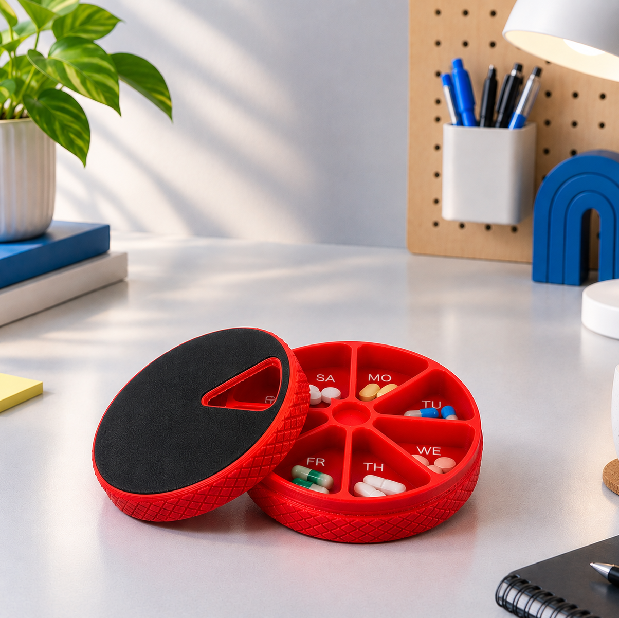 محفظه قرص هفتگی گرد با 7 محفظه مجزا Weekly Pill Organizer جدید
