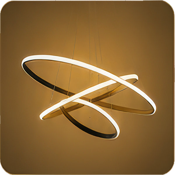 لوستر سقفی SMD مدرن 3 حلقه دایره با ریموت کنترل 4 حالته وارداتی/طلایی/24 ماه ضمانت