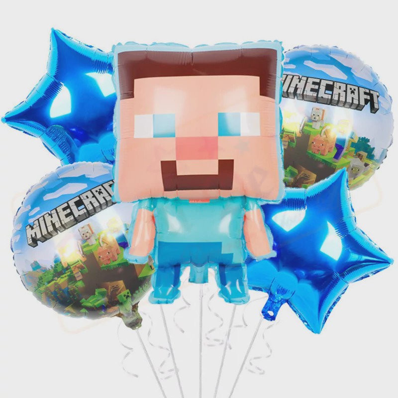بادکنک فویلی مدل ماینکرافت کد Minecraft5pcB2 مجموعه 5 عددی